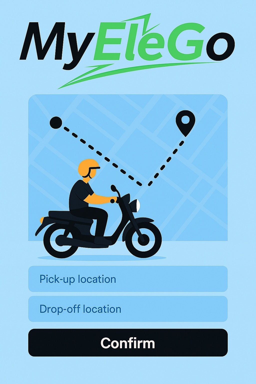 MyEleGo Ride Booking Screen